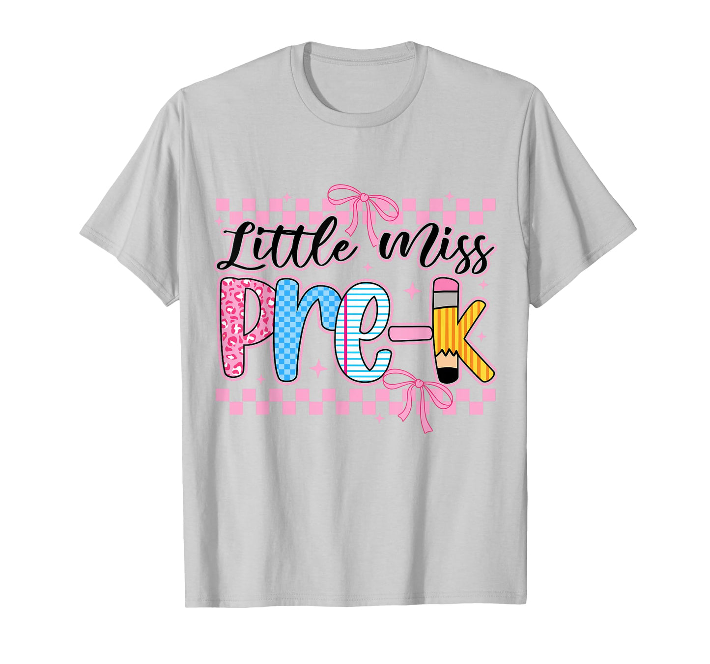 Little Miss Pre-K Back To School Girls Kid Coquette Bow T-Shirt