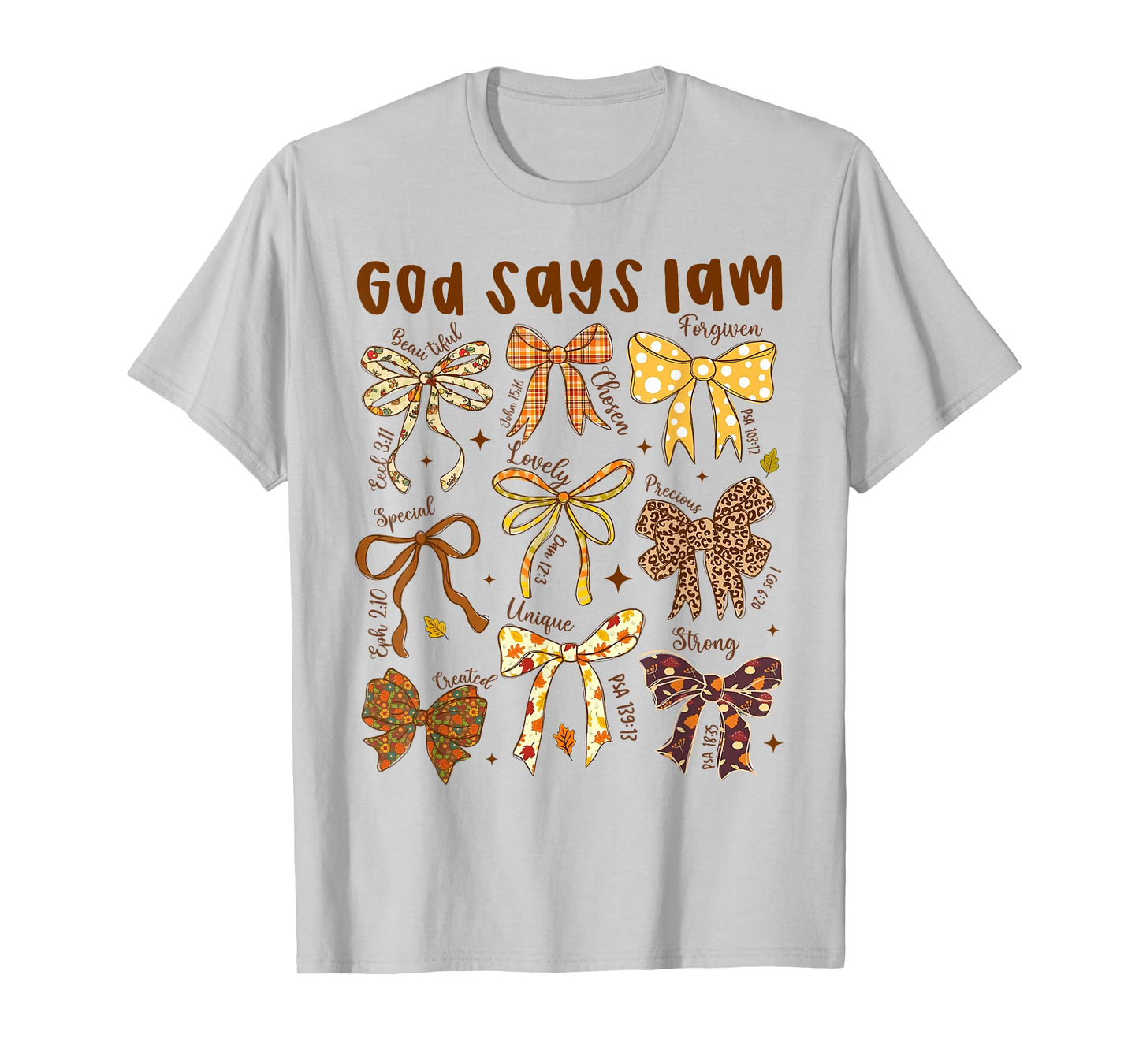 God Says I Am Fall Coquette Bow Thanksgiving Christian Women T-Shirt