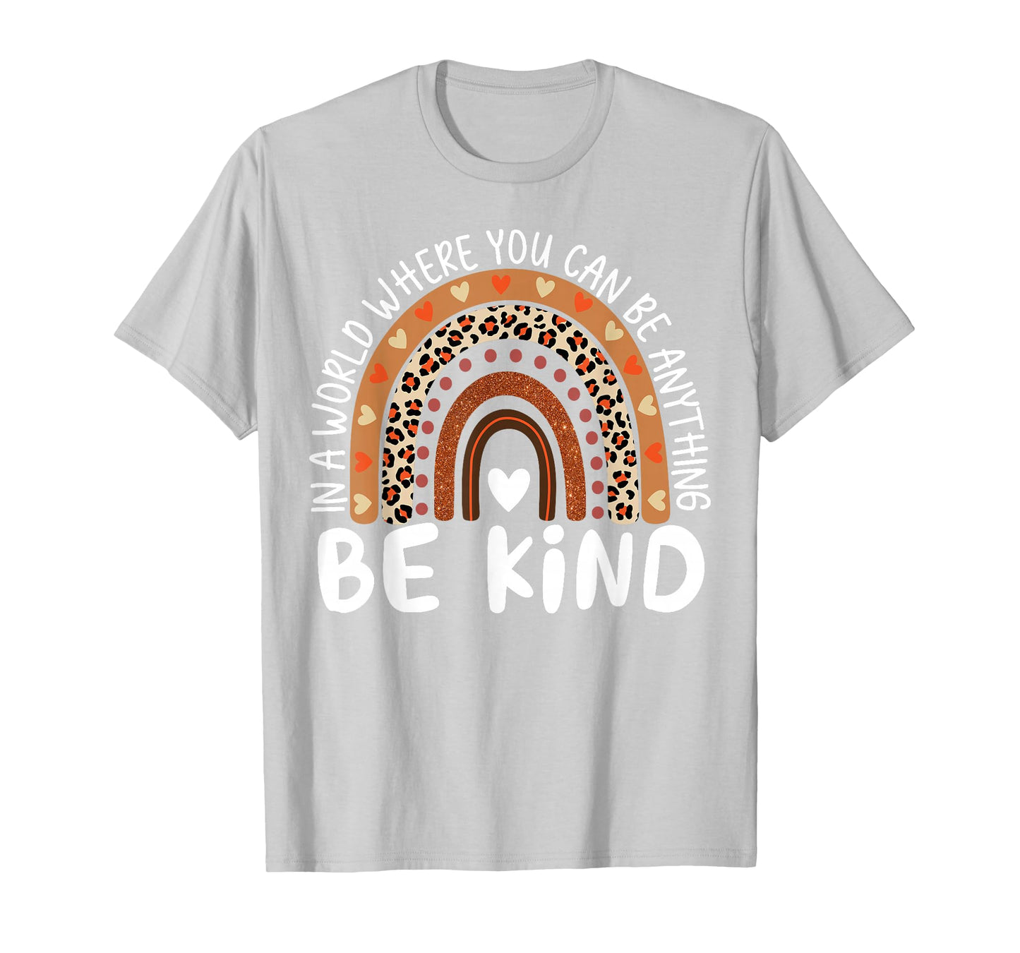 Unity Day Orange Anti Bullying Kids Girls Leopard Rainbow T-Shirt