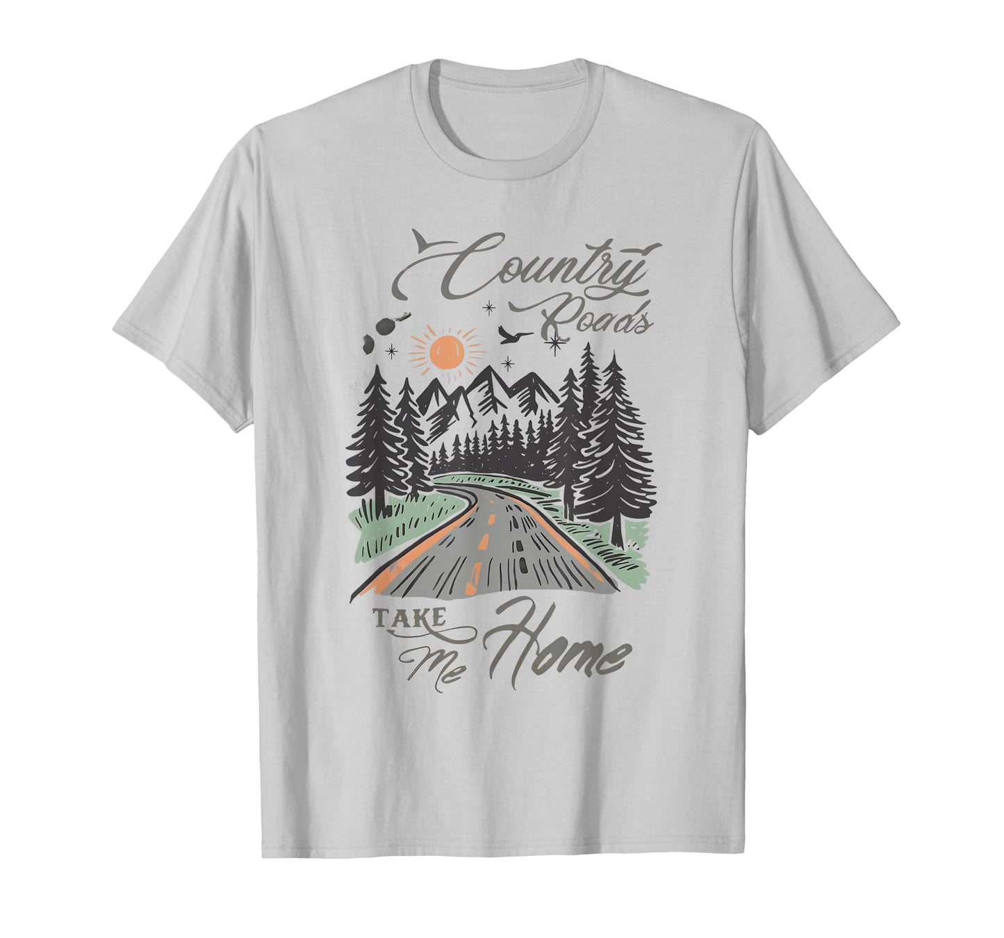 Retro Country Roads Take Me Home Vintage Mountain Lovers T-Shirt