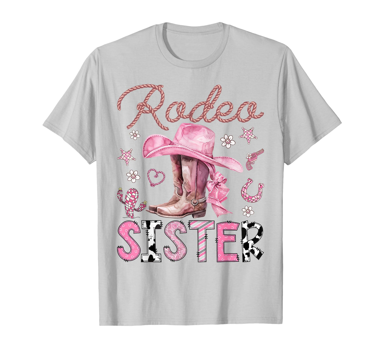 Rodeo Sister Pink CowGirl Coquette Boots Birthday Girl T-Shirt