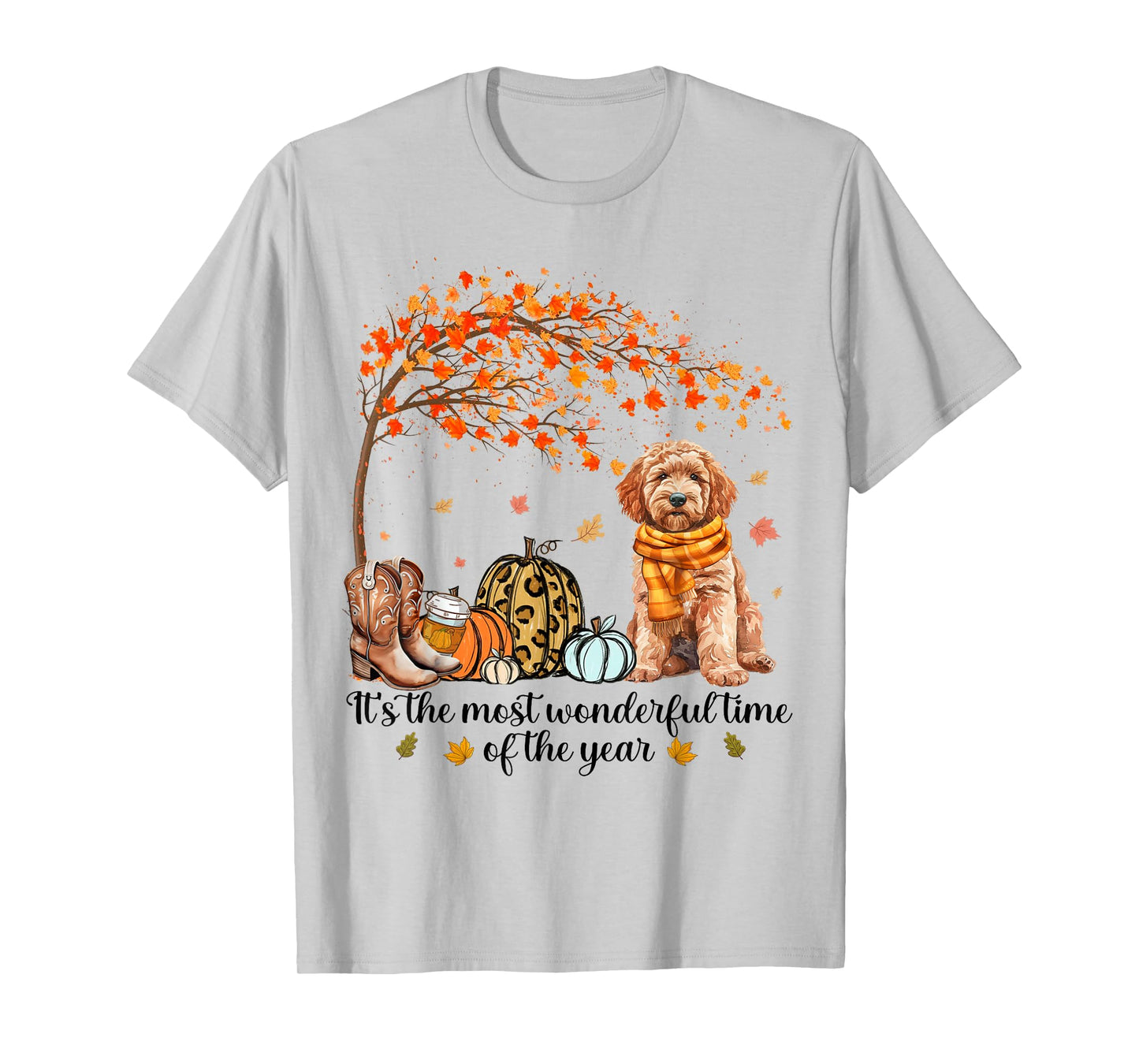 It’s The Most Wonderful Time Goldendoodle Pumpkins Autumn T-Shirt