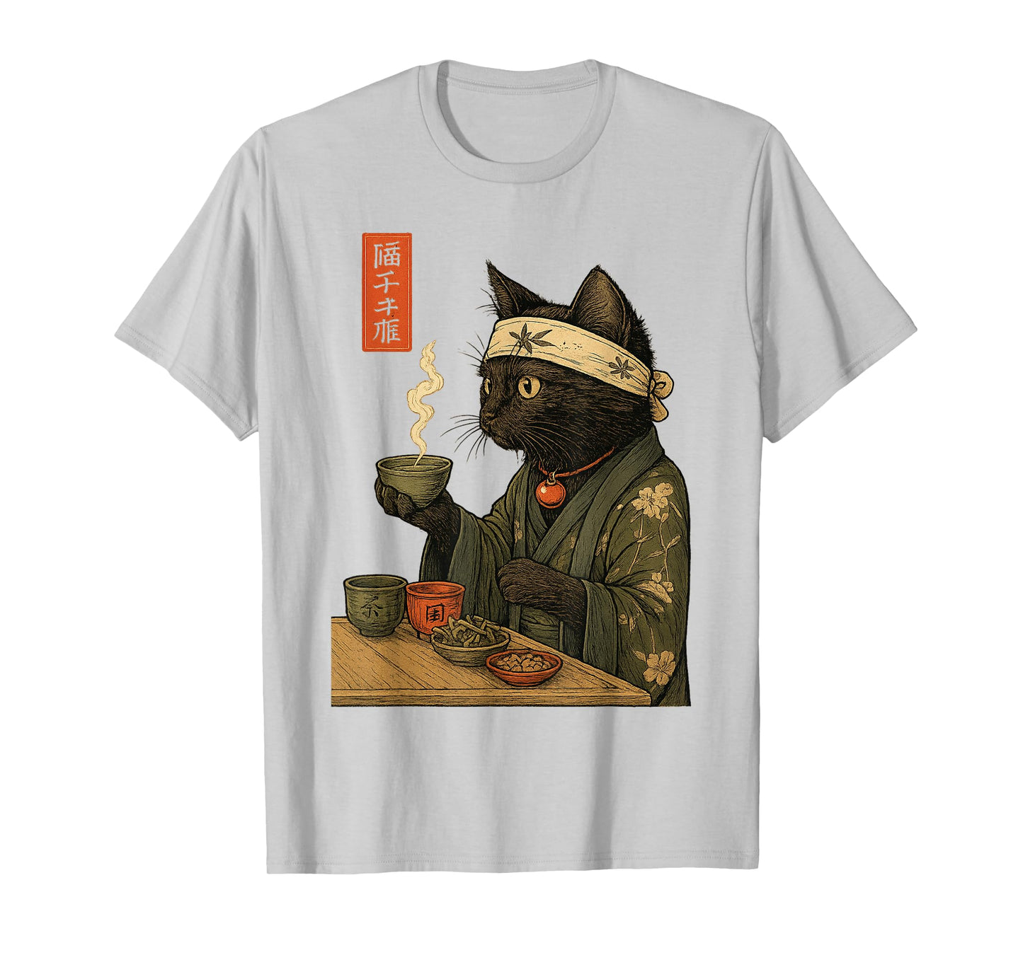 Cat Drinking Tea Japanese Tea Ceremony Art Print T-Shirt