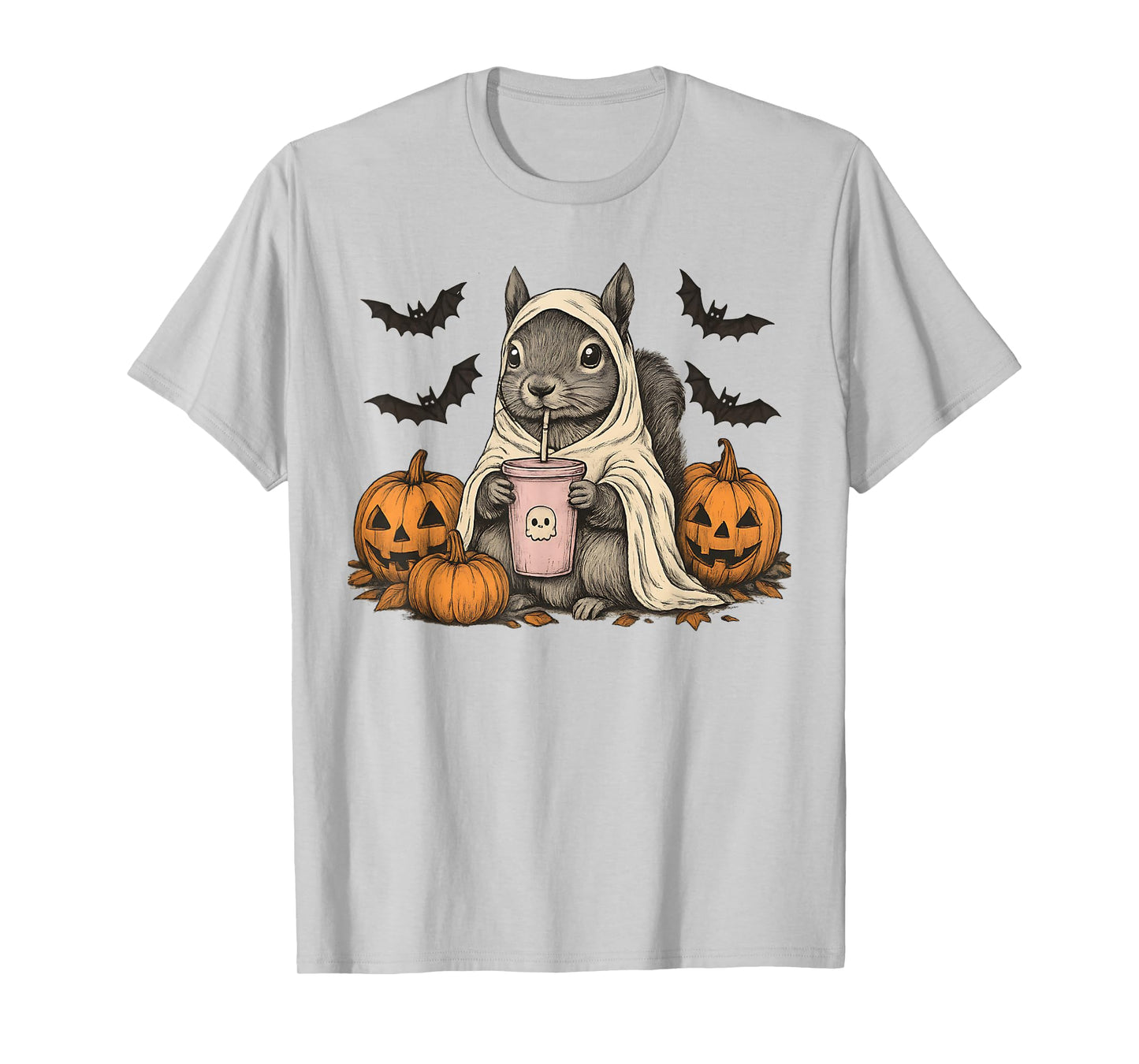 Fanny Halloween Squirrel Ghost Pumpkin T-Shirt