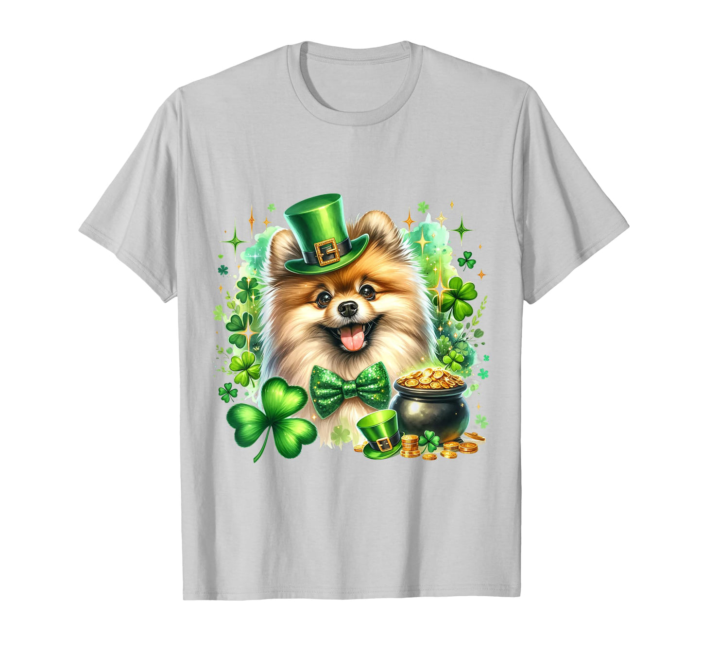 Pomeranian Dog Lover Shamrock St Patricks Day Lucky Clovers T-Shirt