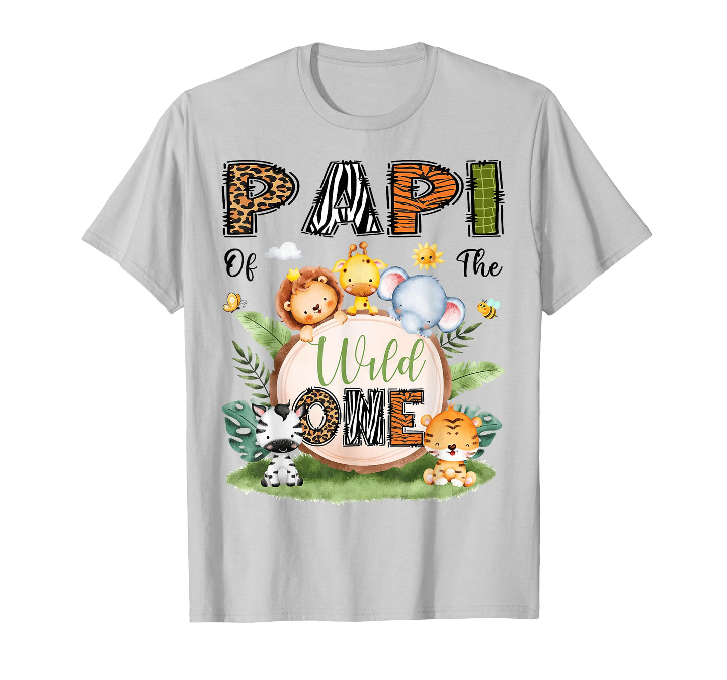 Papi Of The Wild One 1St Bday Boy Safari Woodland T-Shirt