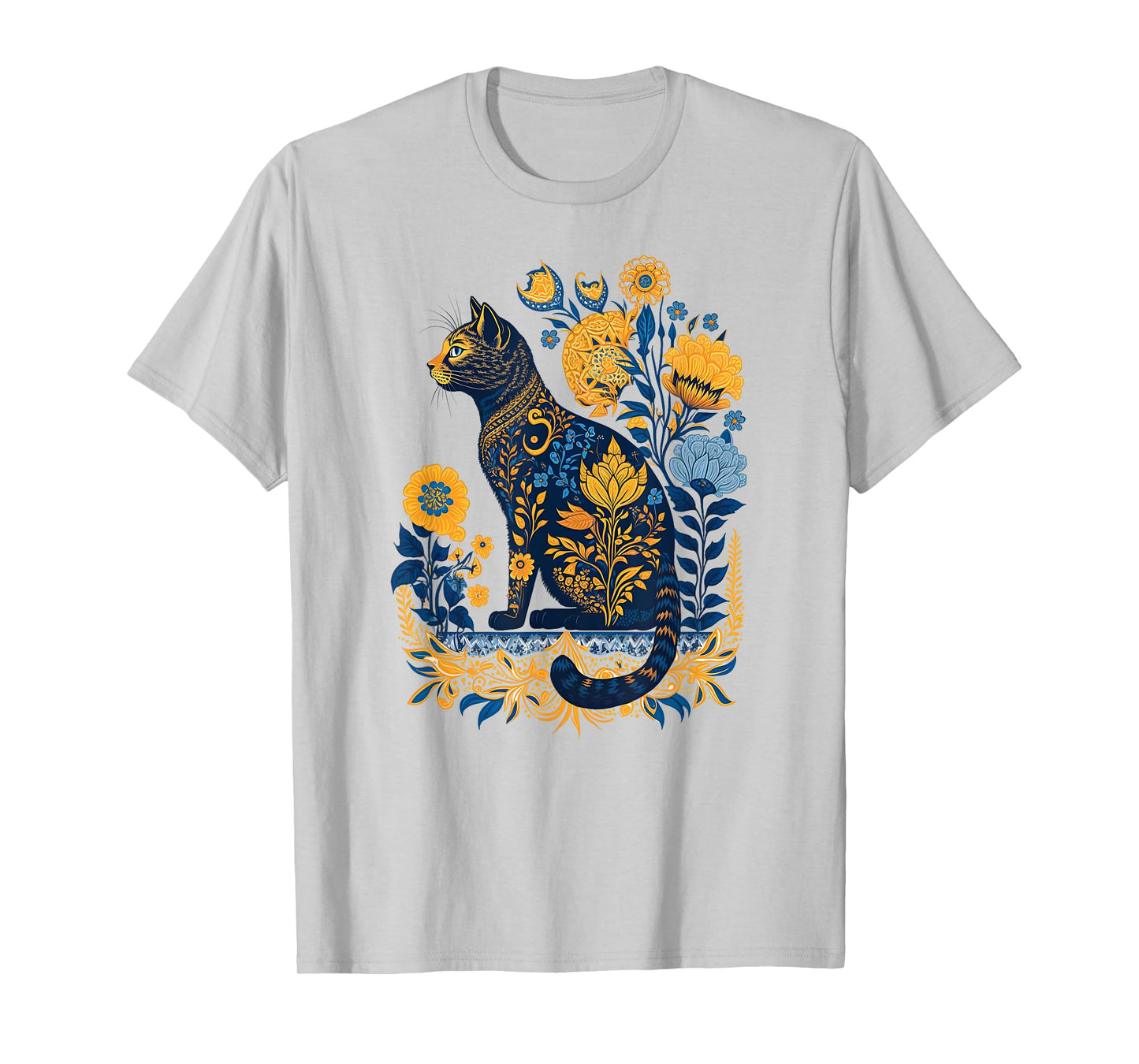 Ukraine Cat Cute Floral Vintage Ukrainian Flag & Vyshyvanka Men Women Kids T-Shirt
