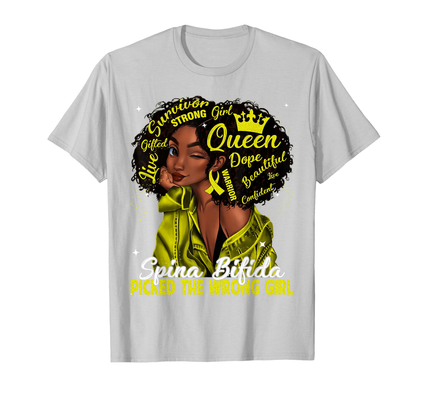 Spina Bifida Picked The Wrong Girl Black Queen Women Girls T-Shirt