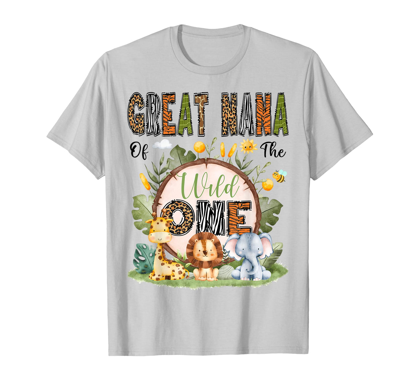 Great Nana Of The Wild One 1St Birthday Boy Safari Jungle T-Shirt