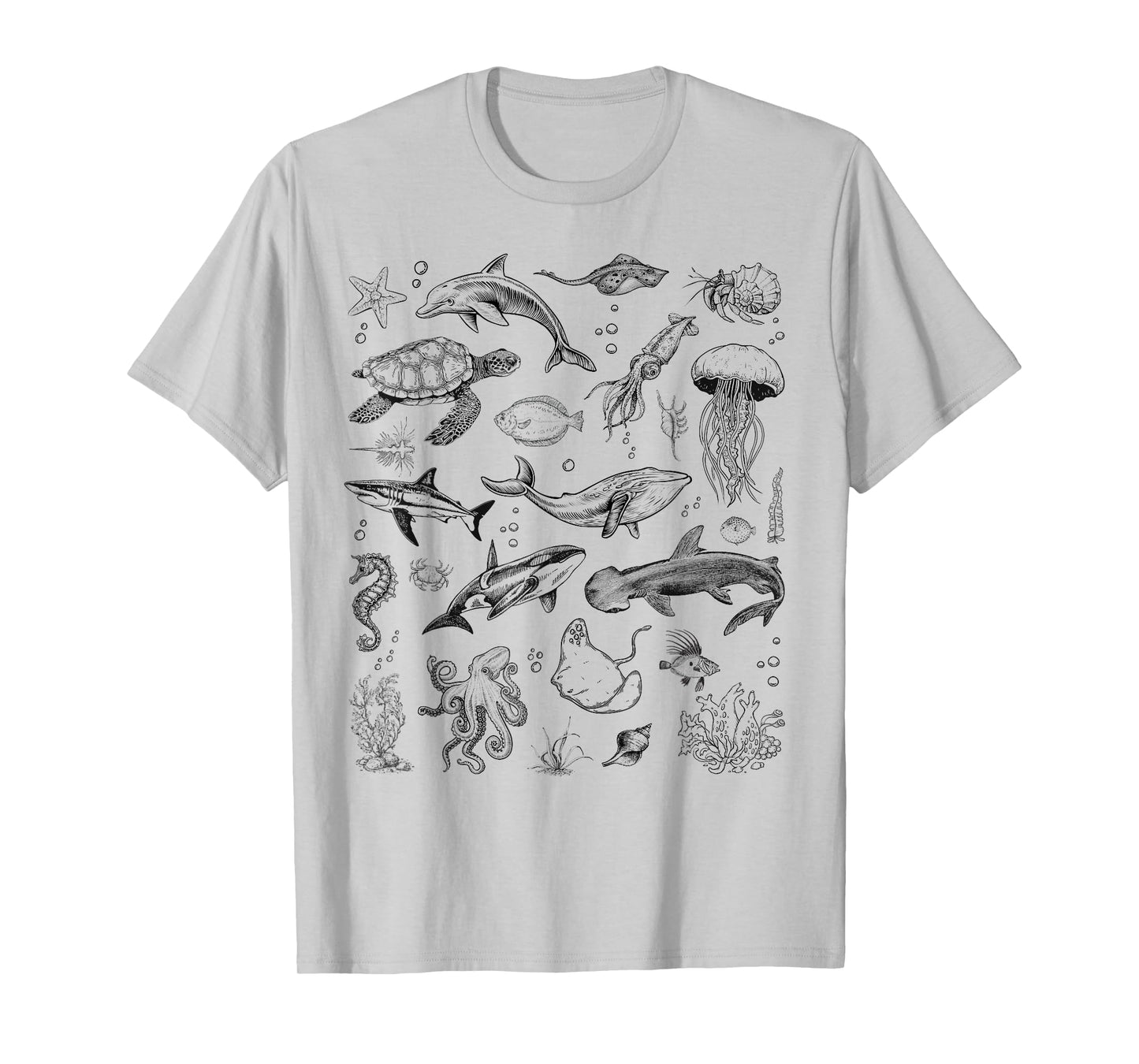 Ocean Wildlife Vintage Tattoo Sea Animals 80s 90s Marine Bio T-Shirt
