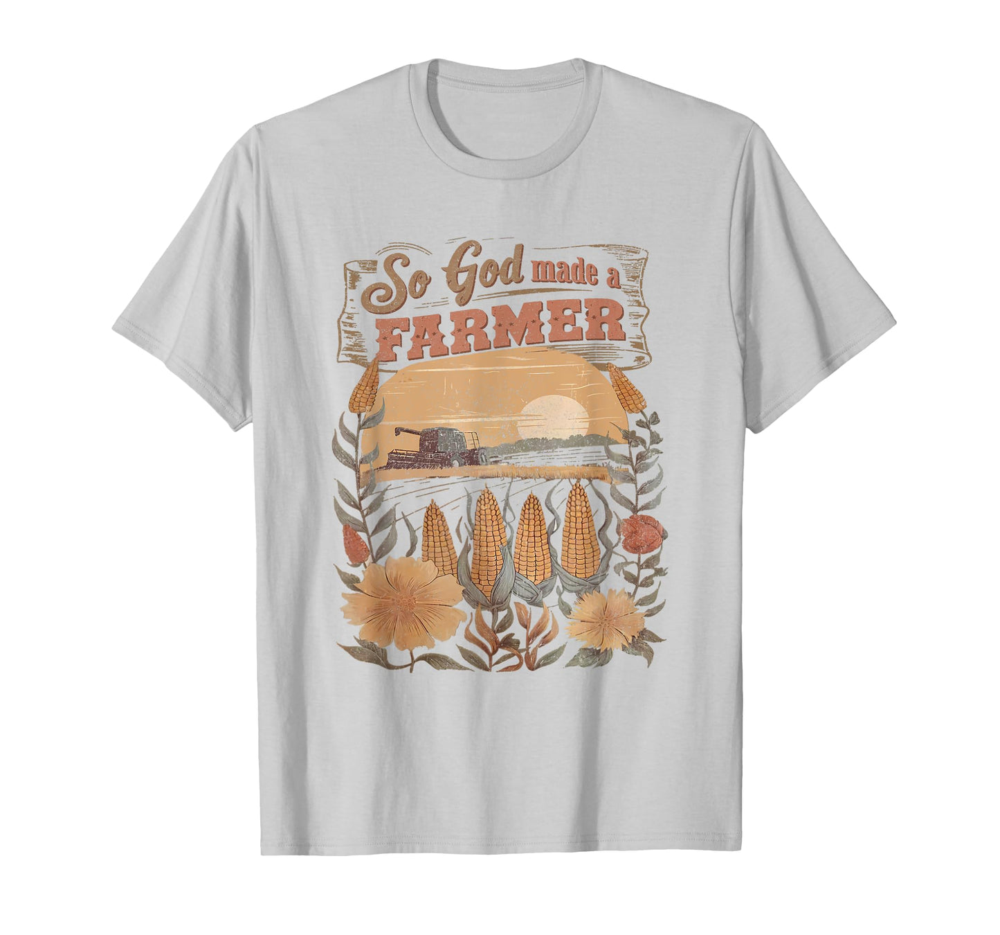 So God Made a Farmer Boho Flower Christian Aesthetic Summer T-Shirt