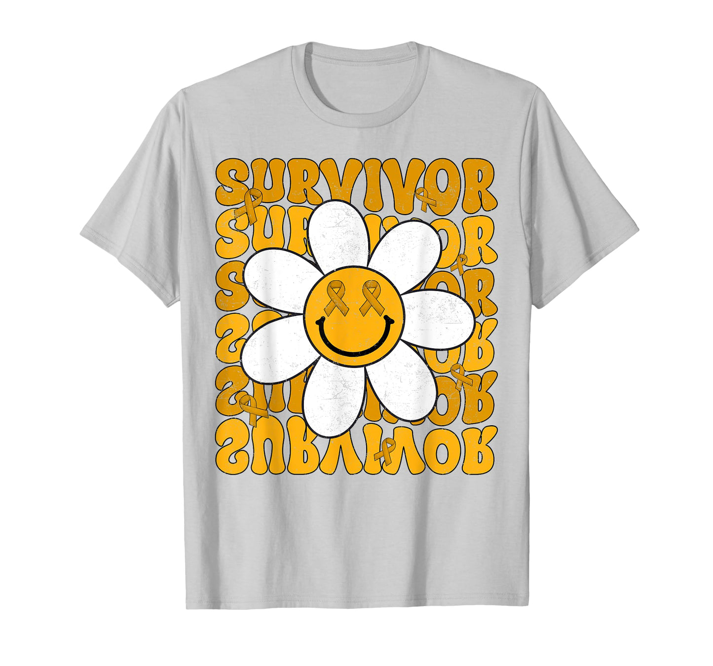Retro Groovy Childhood Cancer Awareness Month Survivor Kids T-Shirt
