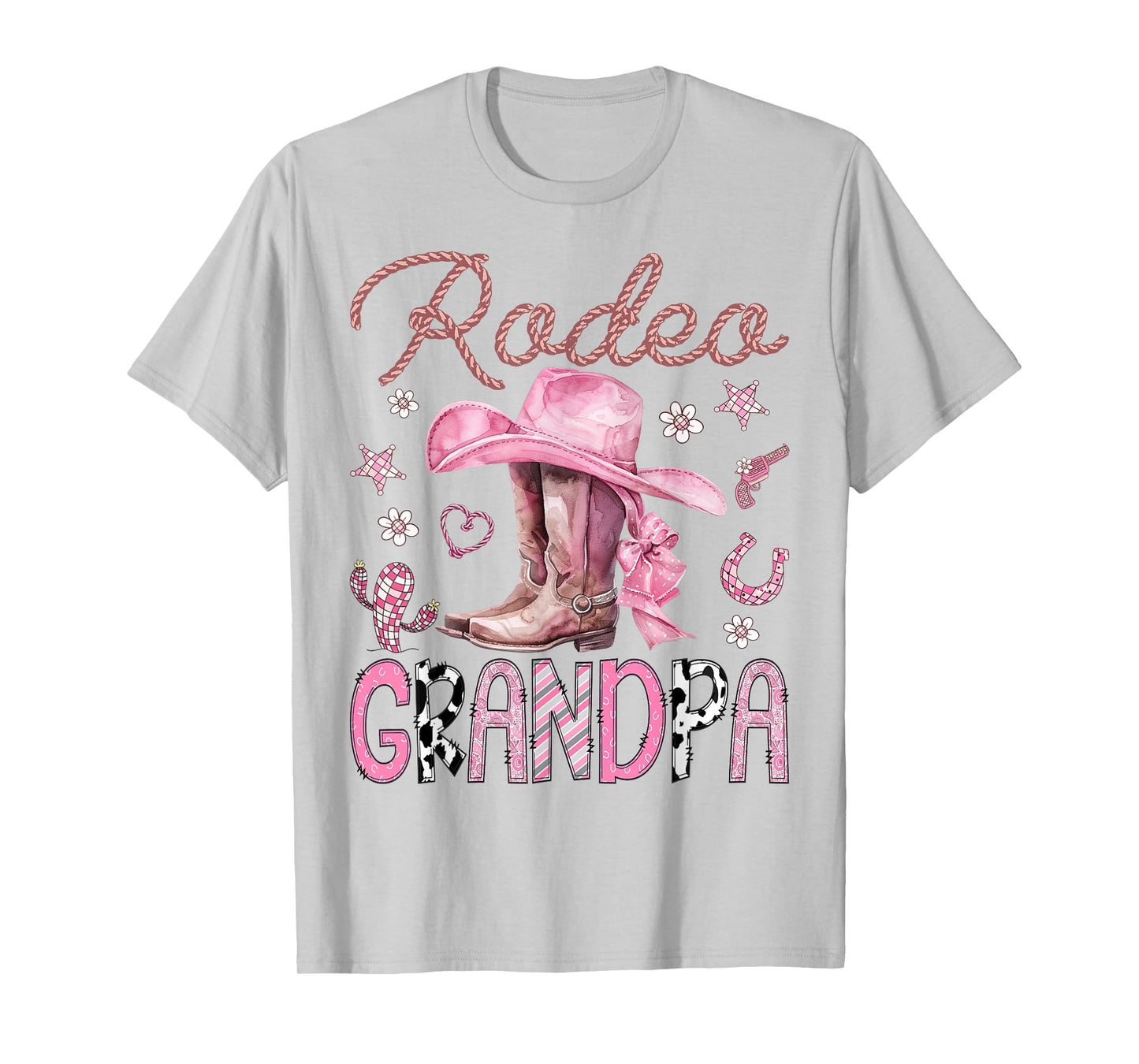 Rodeo Grandpa Pink CowGirl Coquette Boots Birthday Girl T-Shirt
