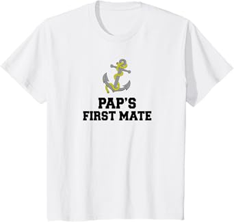 Kids Pap's First Mate Grandson Granddaughter Boat Grandpa T-Shirt
