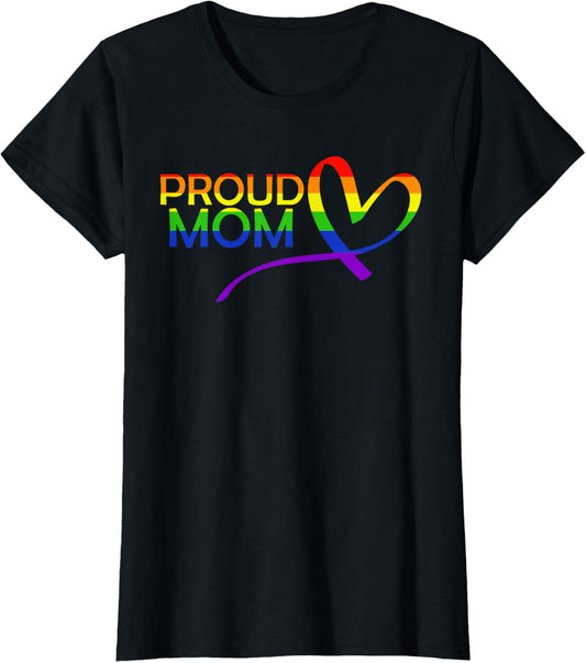 Proud Mom Queer Pride Equality LGBTQ Parent Rainbow LGBT T-Shirt