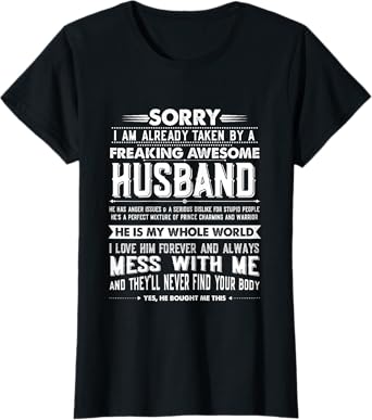 Taken by a Freaking Awesome Husband Funny Wife T-Shirt