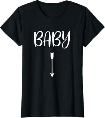 Baby with Arrow Pointing Down to Belly Matching Pregnancy T-Shirt