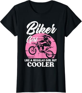 Biker Girl Like Regular But Cooler Motorcycle Women Kids T-Shirt