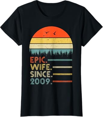 14th Wedding Aniversary Shirt Epic Wife Since 2009 T-Shirt