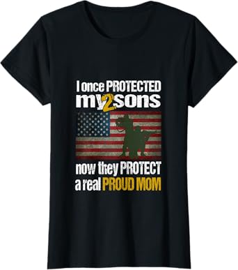 Military Honor Two Soldier Sons Proud Mom T-Shirt T-Shirt