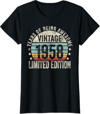 Vintage 1958 T Shirts for Women Retro Funny 1958 Birthday T-Shirt