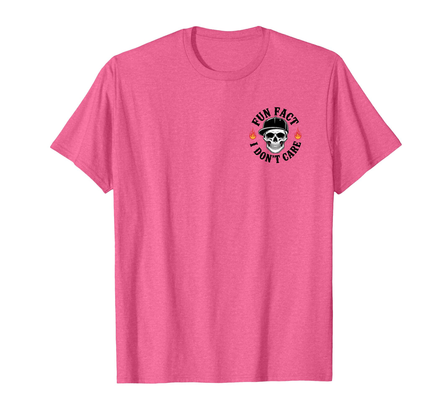 Fun Fact I Don't Care Funny Skeleton Sarcastic Funny 2 Sided T-Shirt