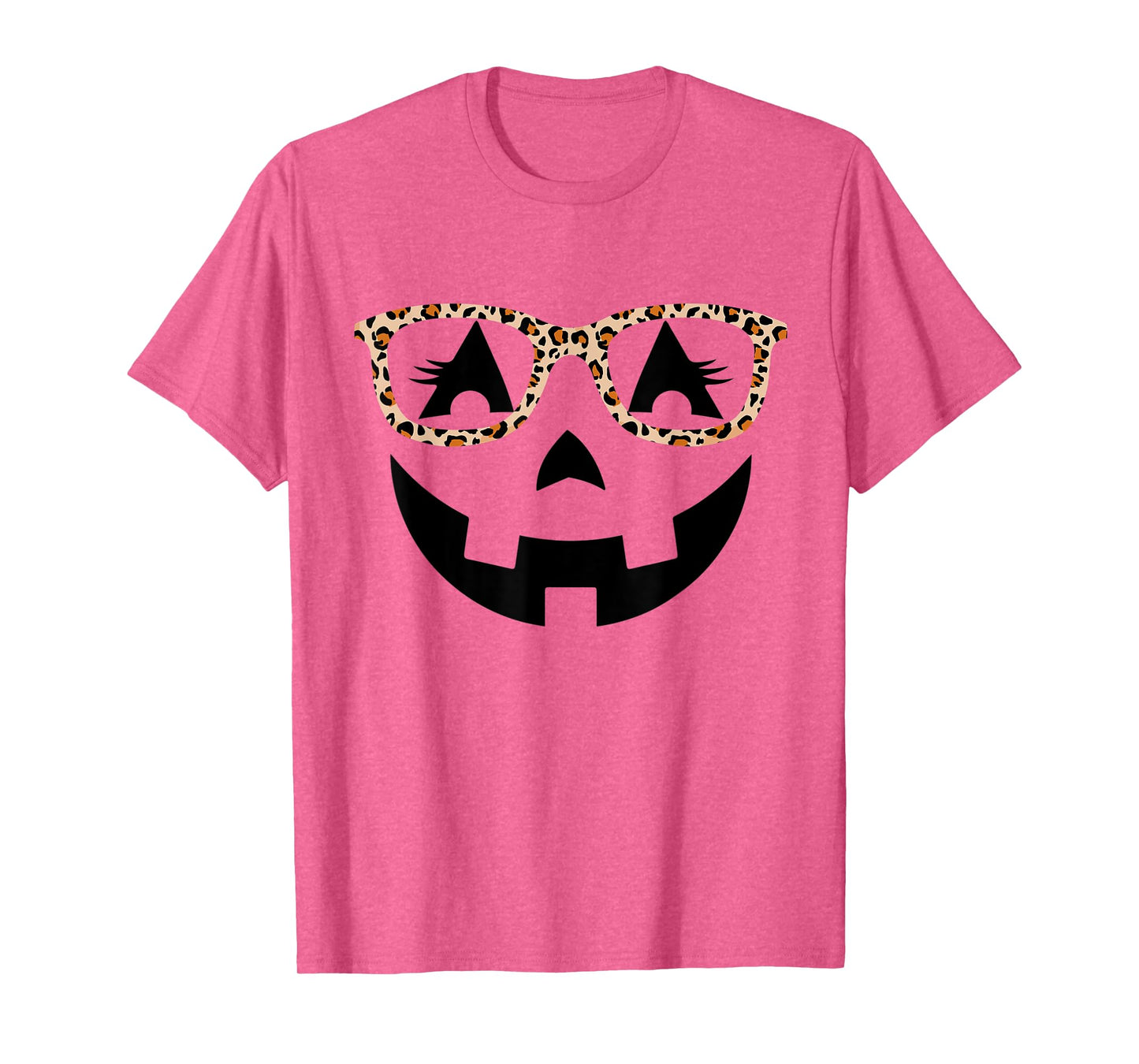 Jack O Lantern With Glasses Shirt Women Halloween Leopard T-Shirt