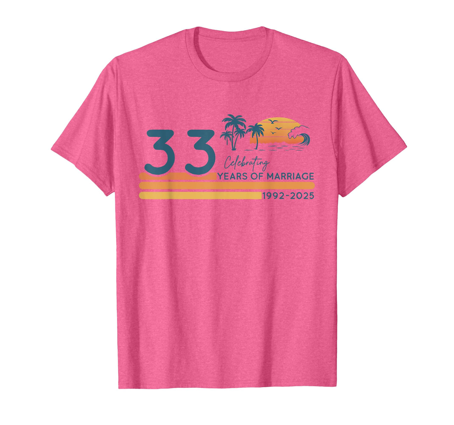Celebrating 33 Years of Marriage Retro 60s 70s Aniversary T-Shirt