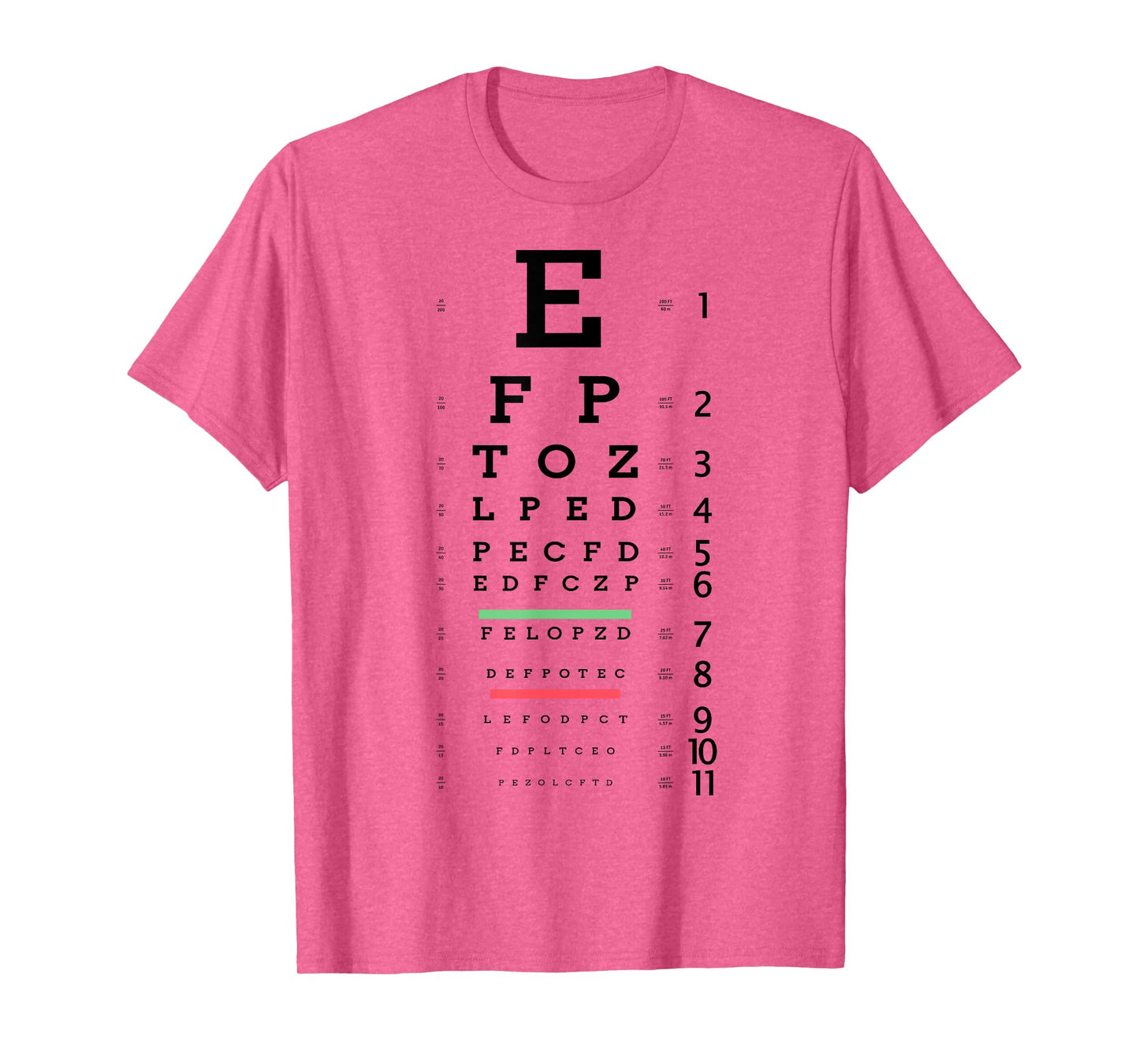 Optometrist Snellen Eye chart Optotype Optometry Eye Doctor T-Shirt