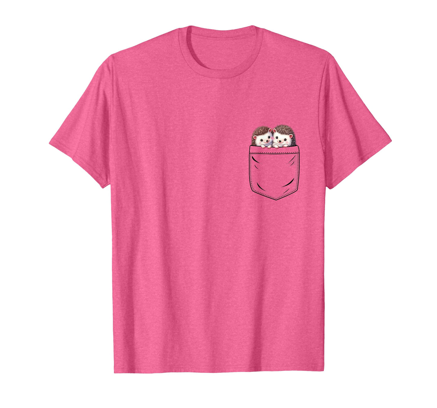 Hedgehog Lovers Cute Funny Hedgehog In Pocket T-Shirt, Small, Grey