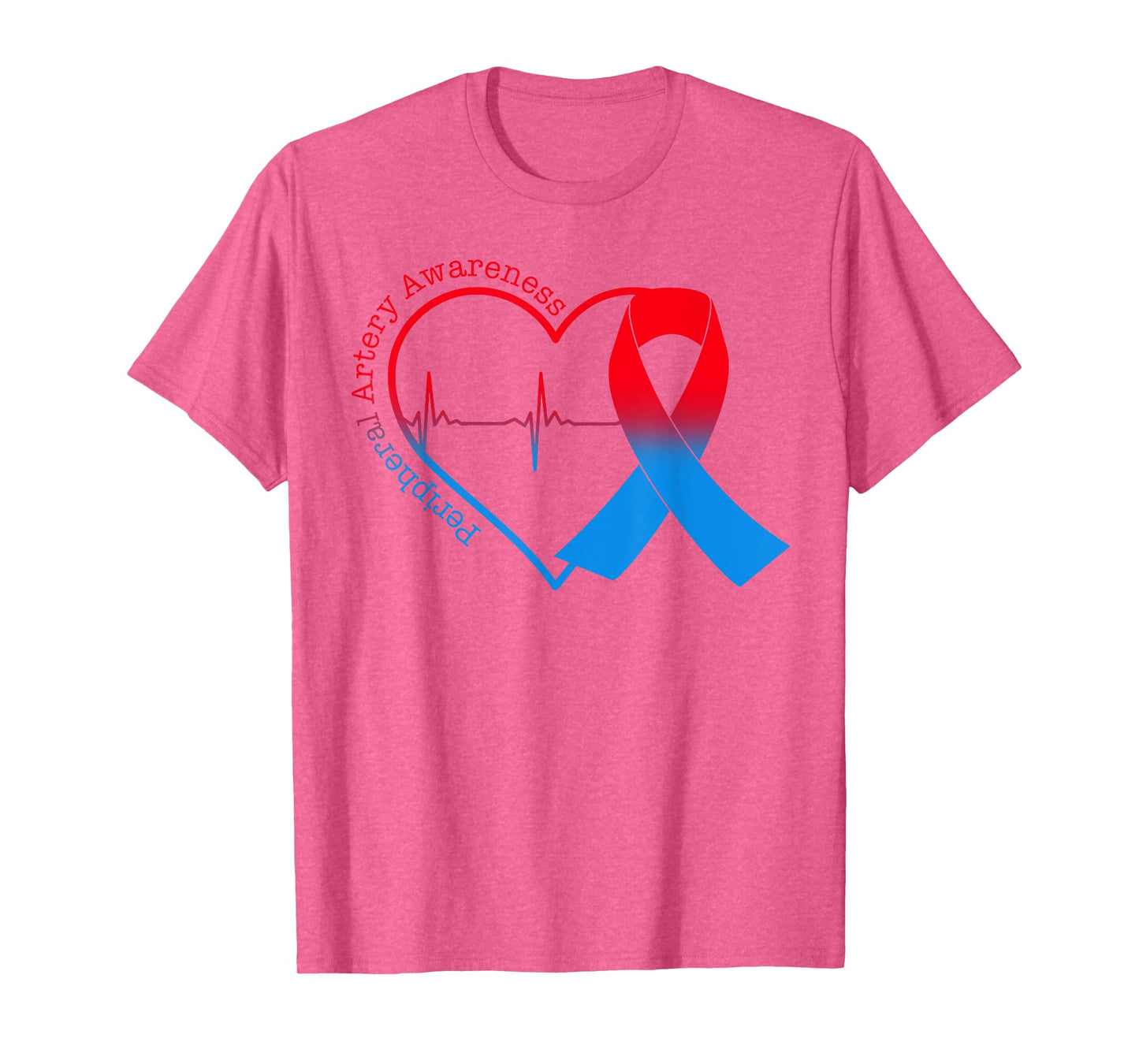 Peripheral Artery Disease Heart Red & Blue Ribbon T-Shirt
