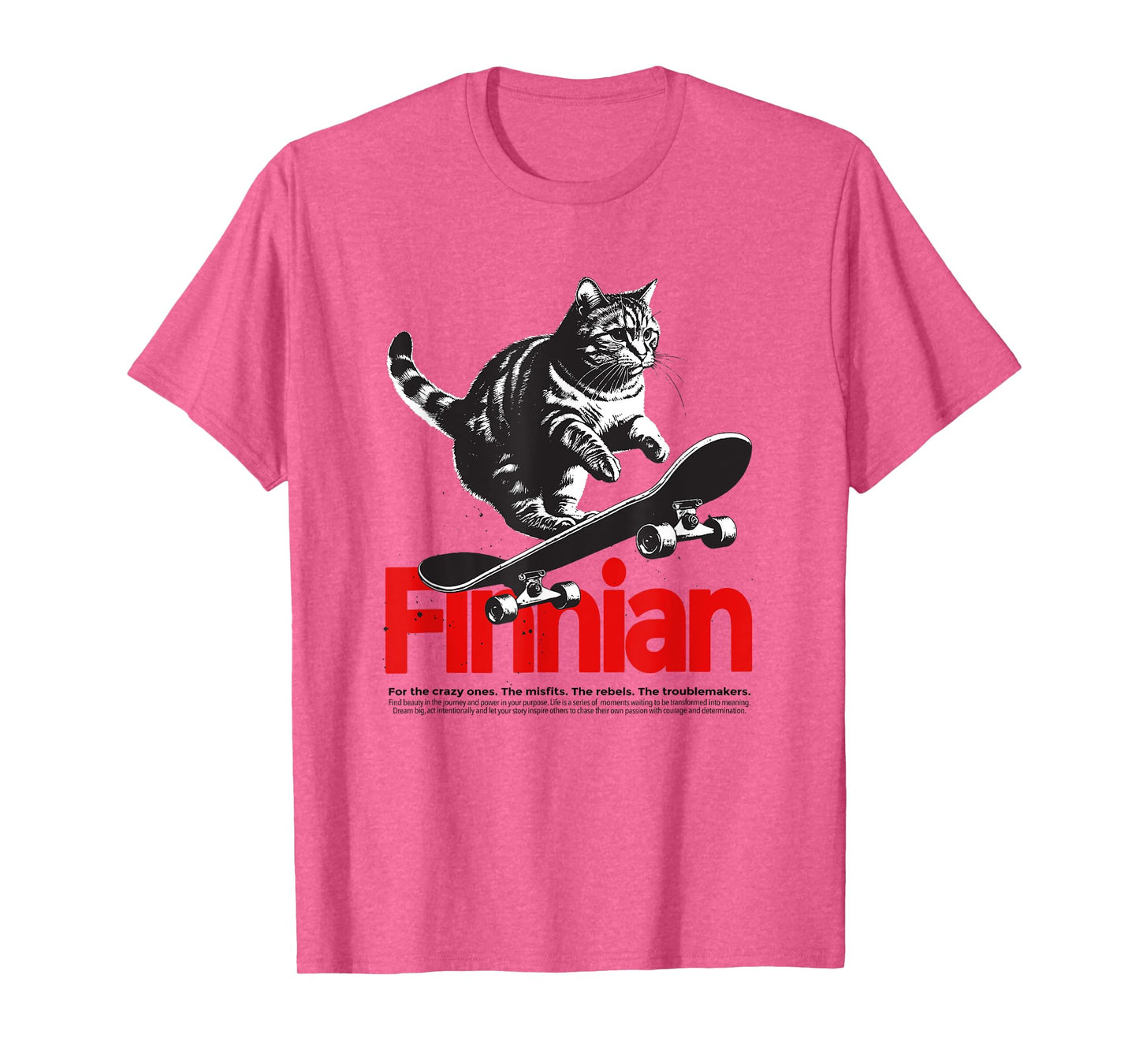 FINNIAN - Cute Boy Name with cool with cool Cat & Skateboard T-Shirt