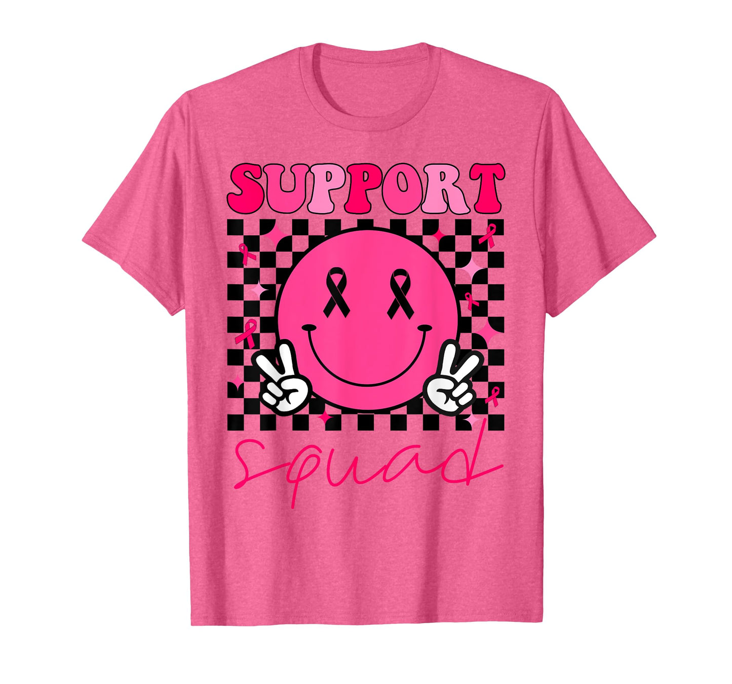Groovy Breast Cancer Awareness Men Women Kids Support Squad T-Shirt