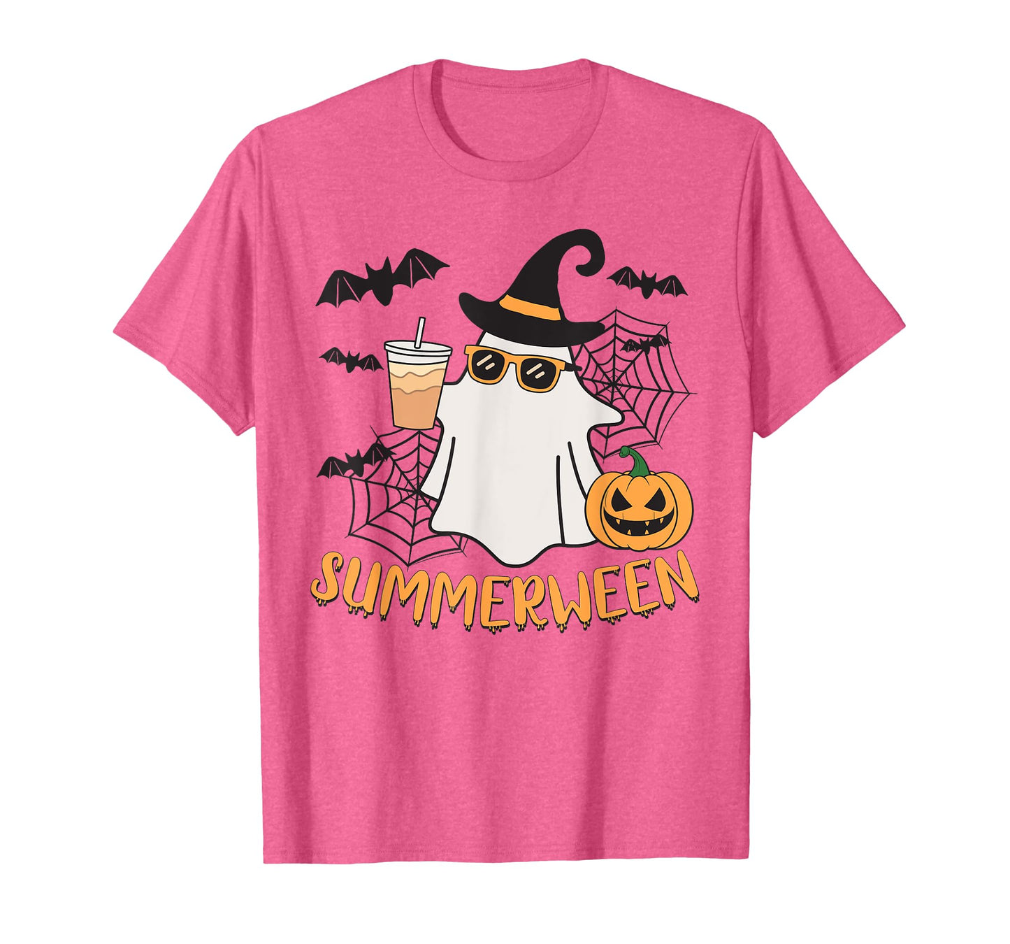 Summerween Vibes Ghost Pumpkin Spooky Beach Summer Halloween Men Women Kids T-Shirt
