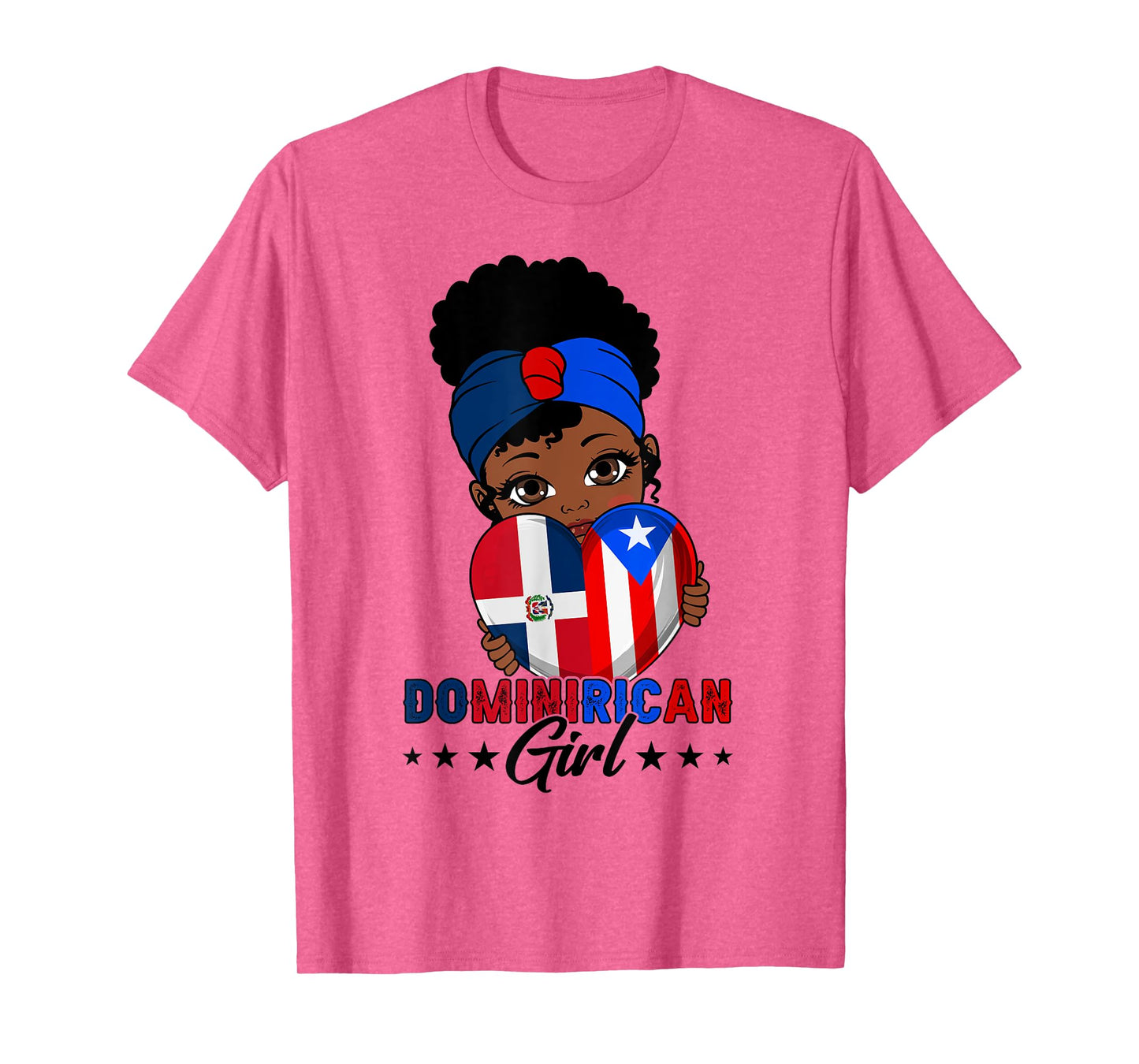 Dominirican Girl Puerto Rico & Dominican Republic Flag Pride T-Shirt