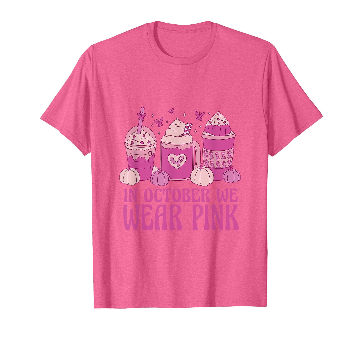 Women In October We Wear Pink Halloween Breast Cancer Coffee T-Shirt
