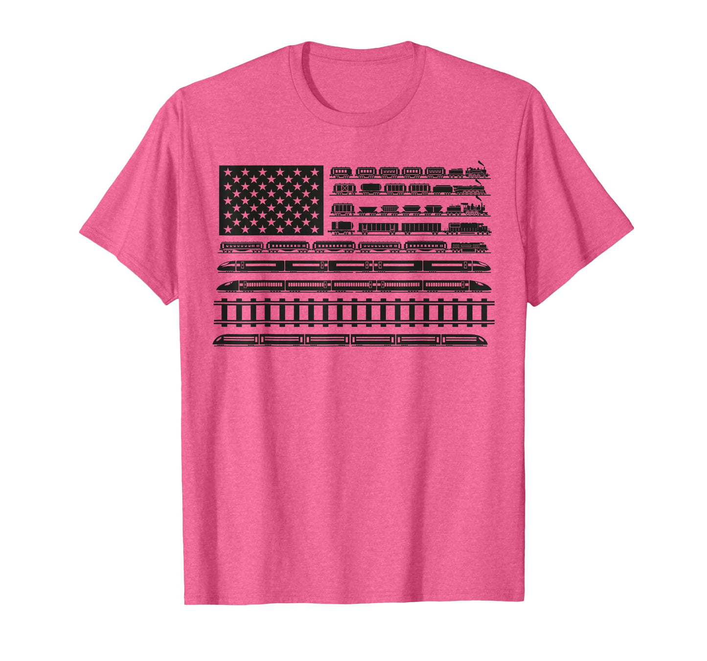 Boys American Flag Train Locomotive Railroad Steam Lover T-Shirt