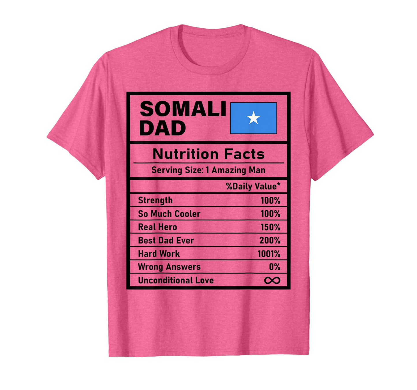 Mens Somali Dad Nutrition Facts Father's Day National Heritage T-Shirt
