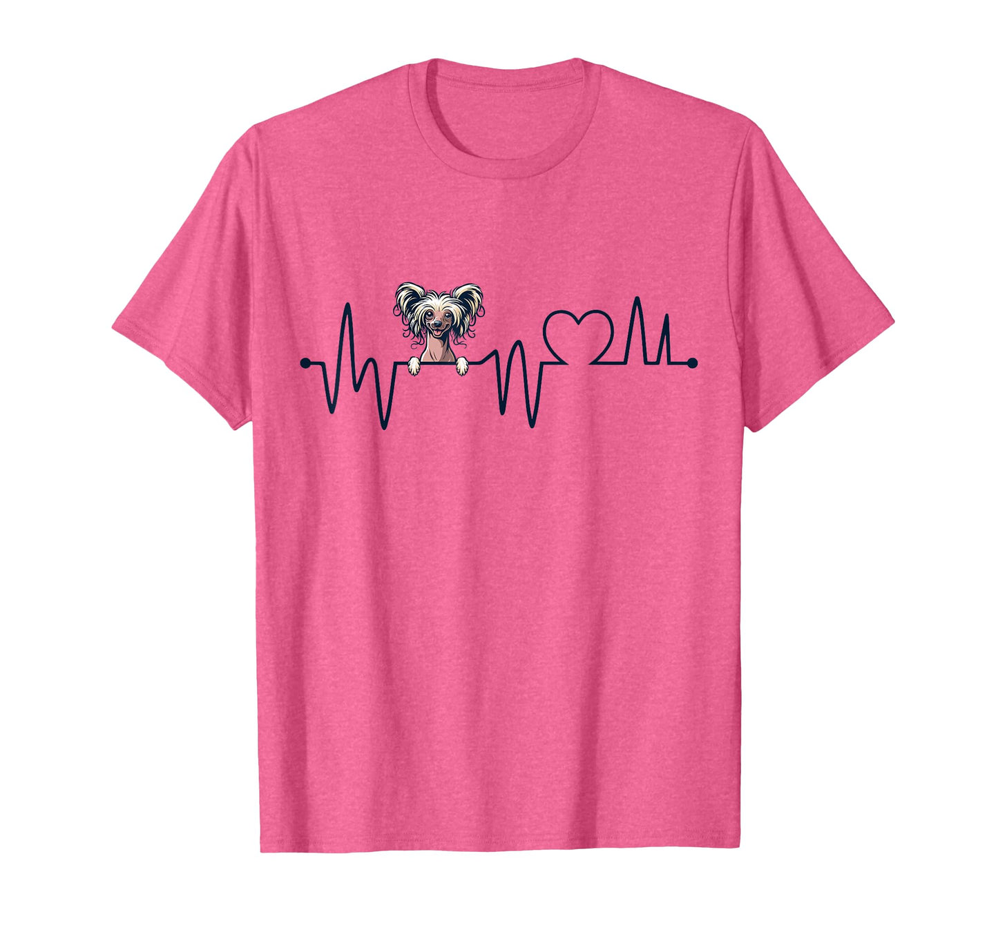 Chinese Crested Dog Heartbeat - Men Women Kids Crested Lover T-Shirt