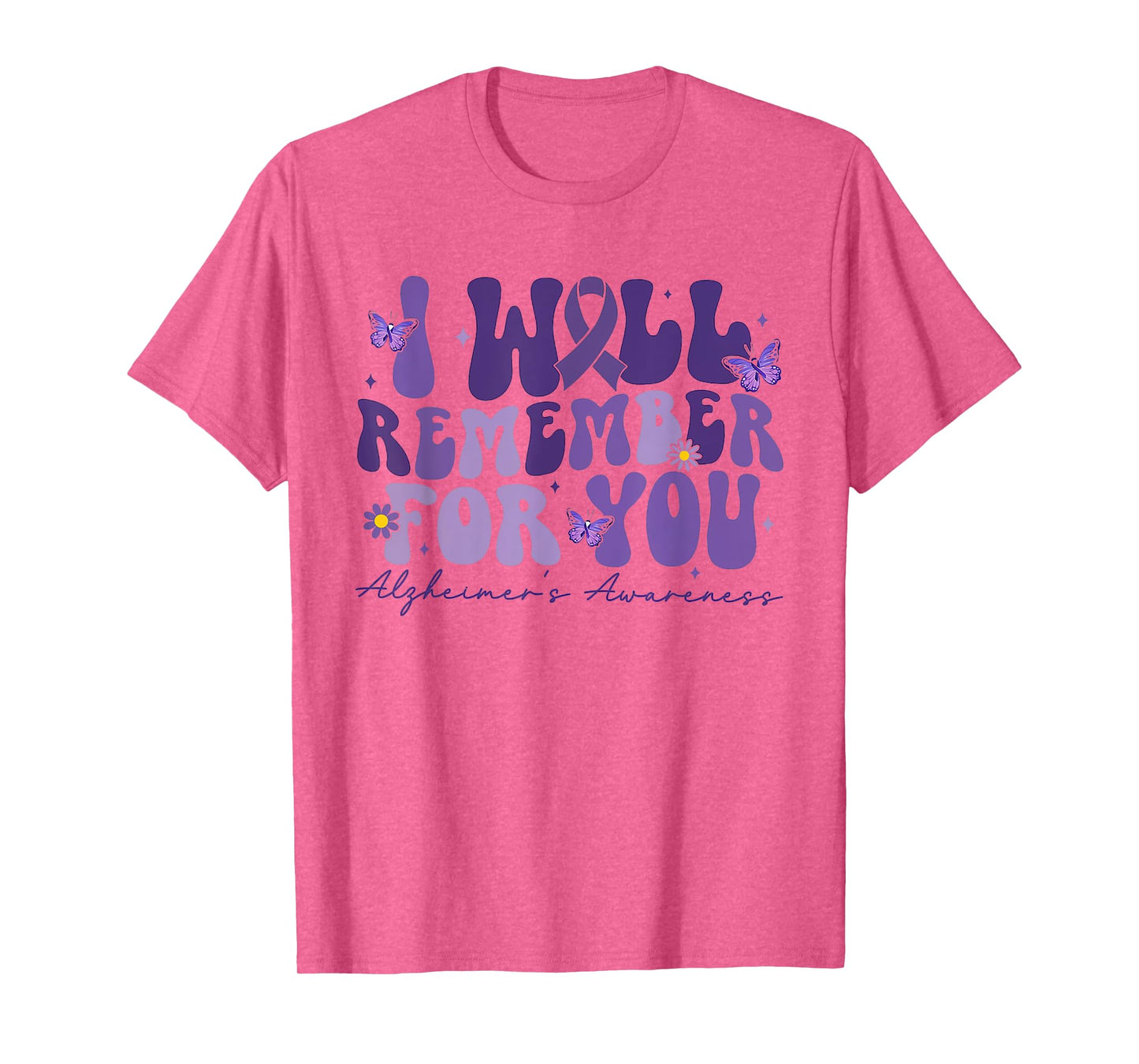 Retro I Will Remember For You Butterfly Alzheimers Awareness T-Shirt