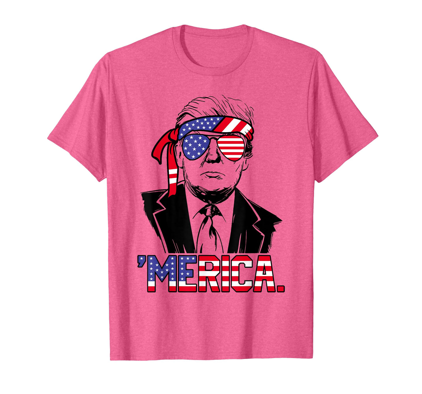 'MERICA TRUMP Happy 4th Of July Trump American Flag T-Shirt