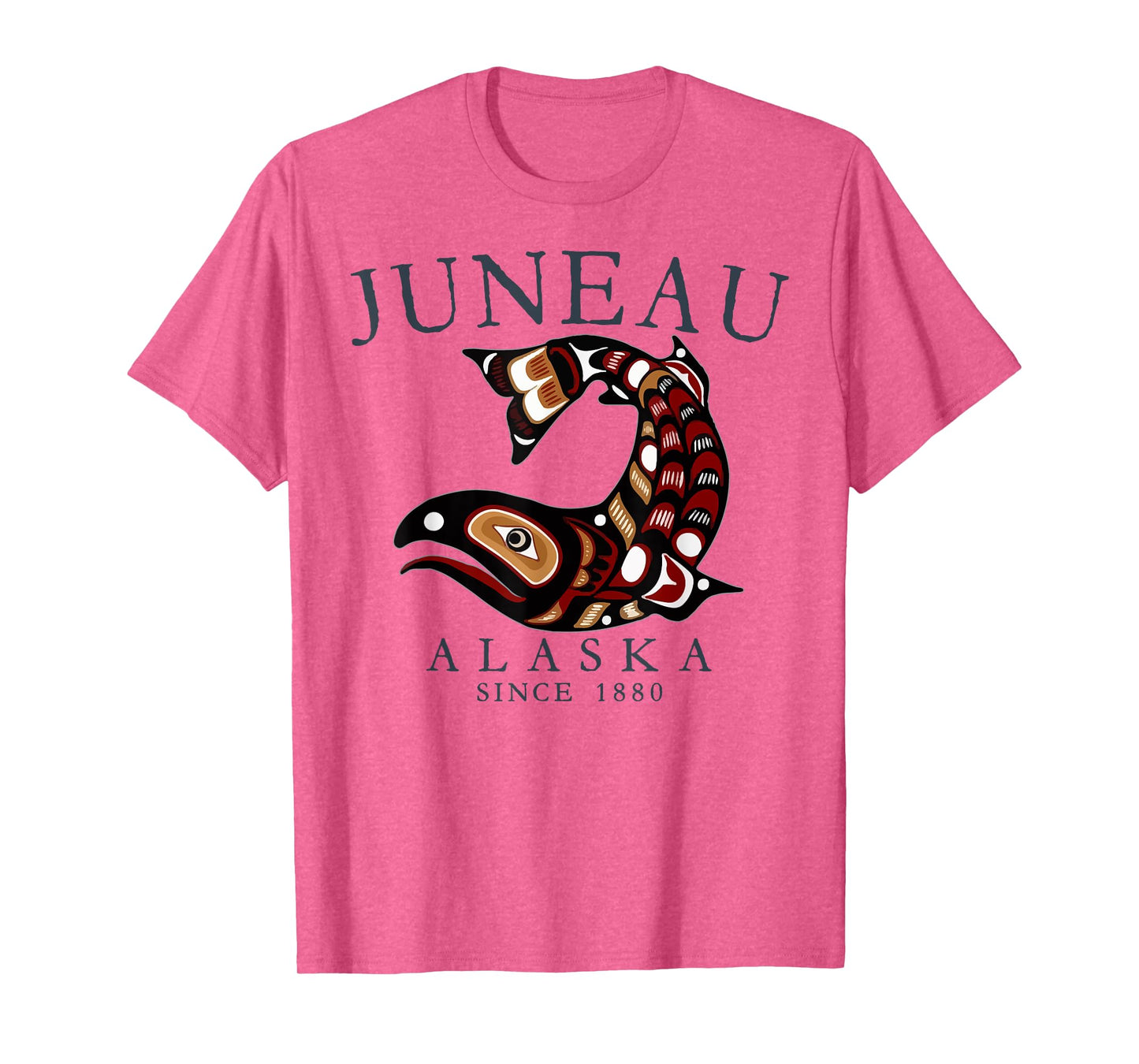 Juneau Alaska Tribal Art Salmon Since 1880 Slate Letters T-Shirt
