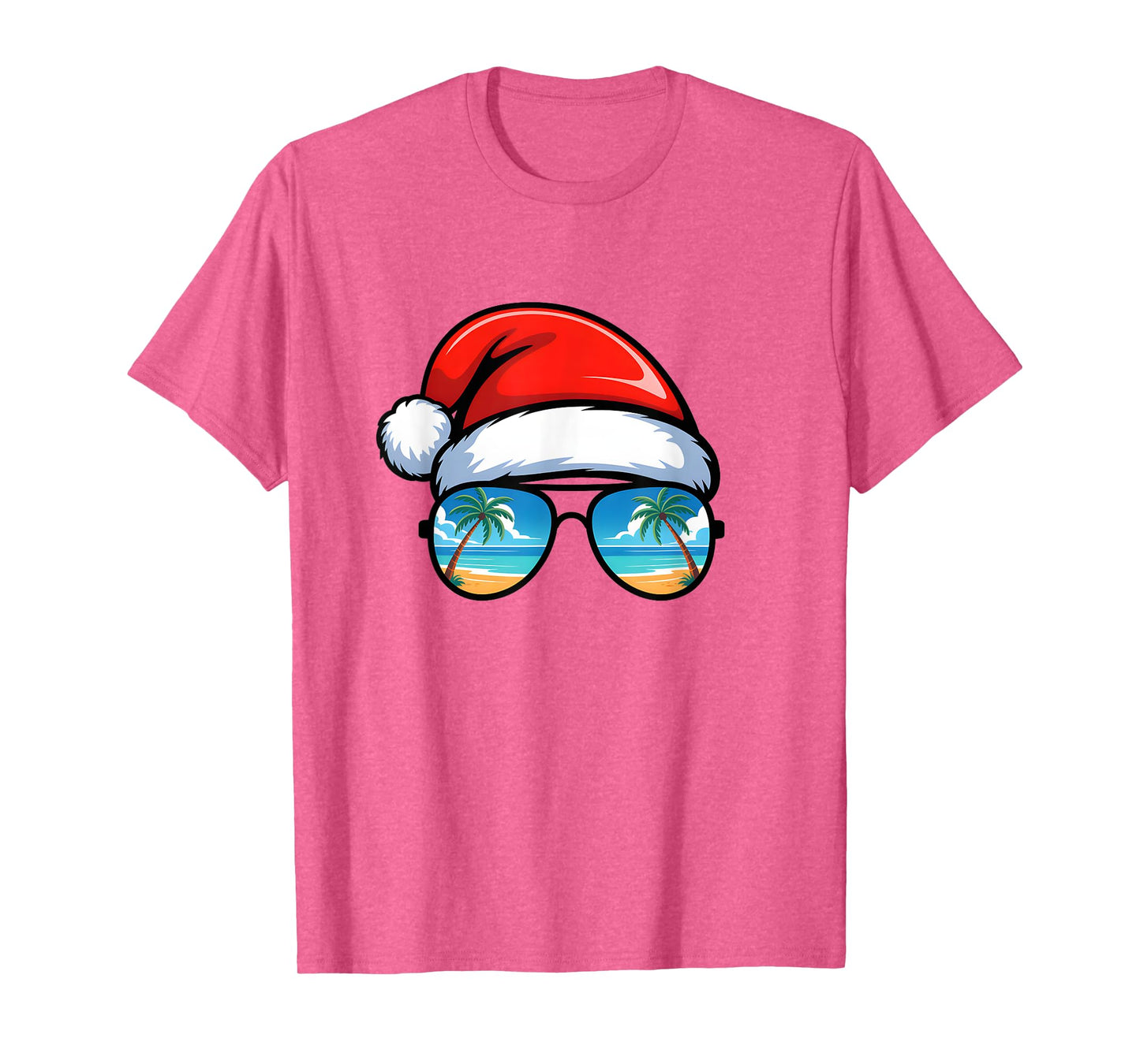Santa Claus Hat Sunglasses Beach Christmas in July Summer T-Shirt