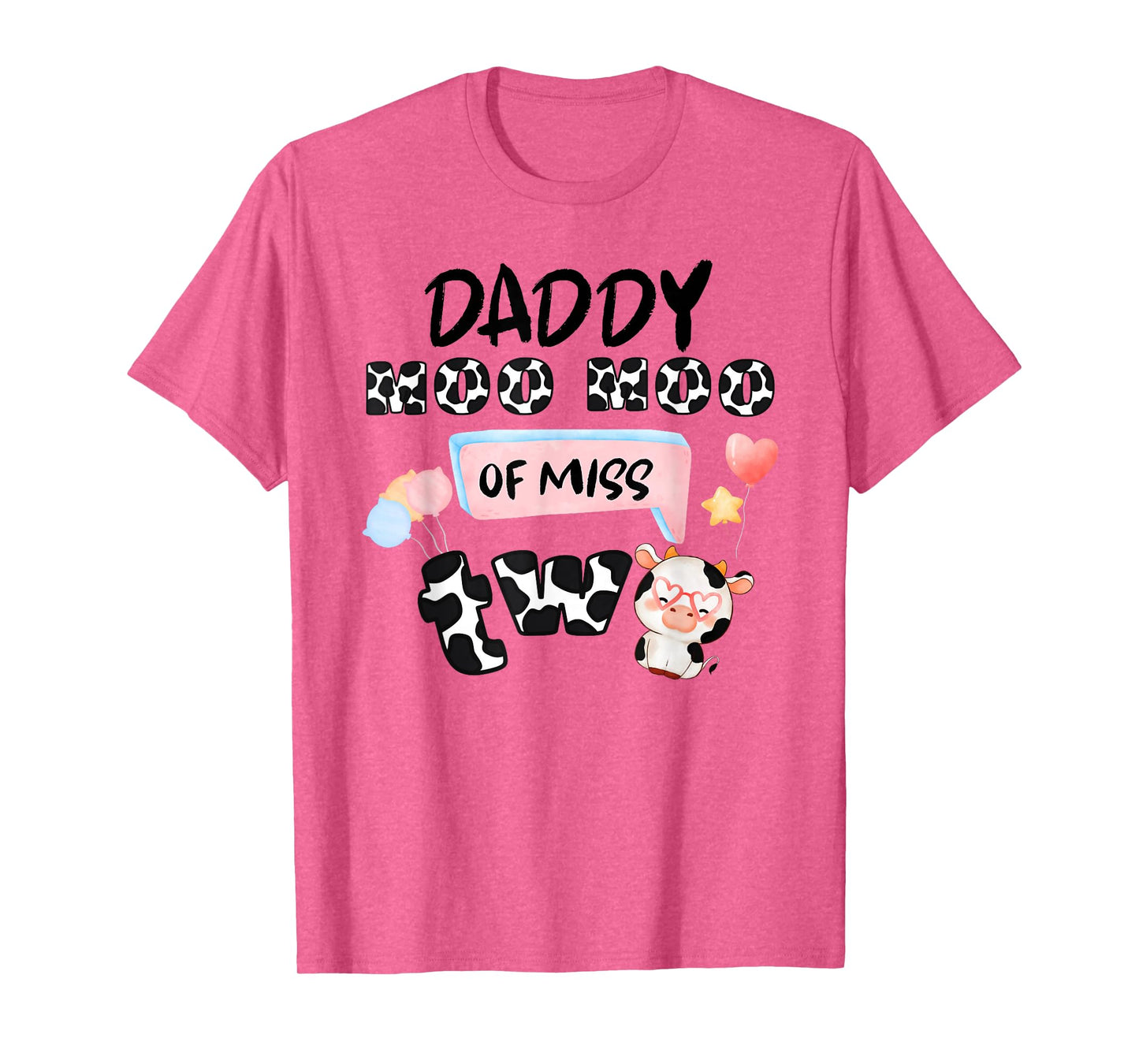 Girl Second Birthday Party Pink Cow Daddy Moo I'm Two Animal T-Shirt