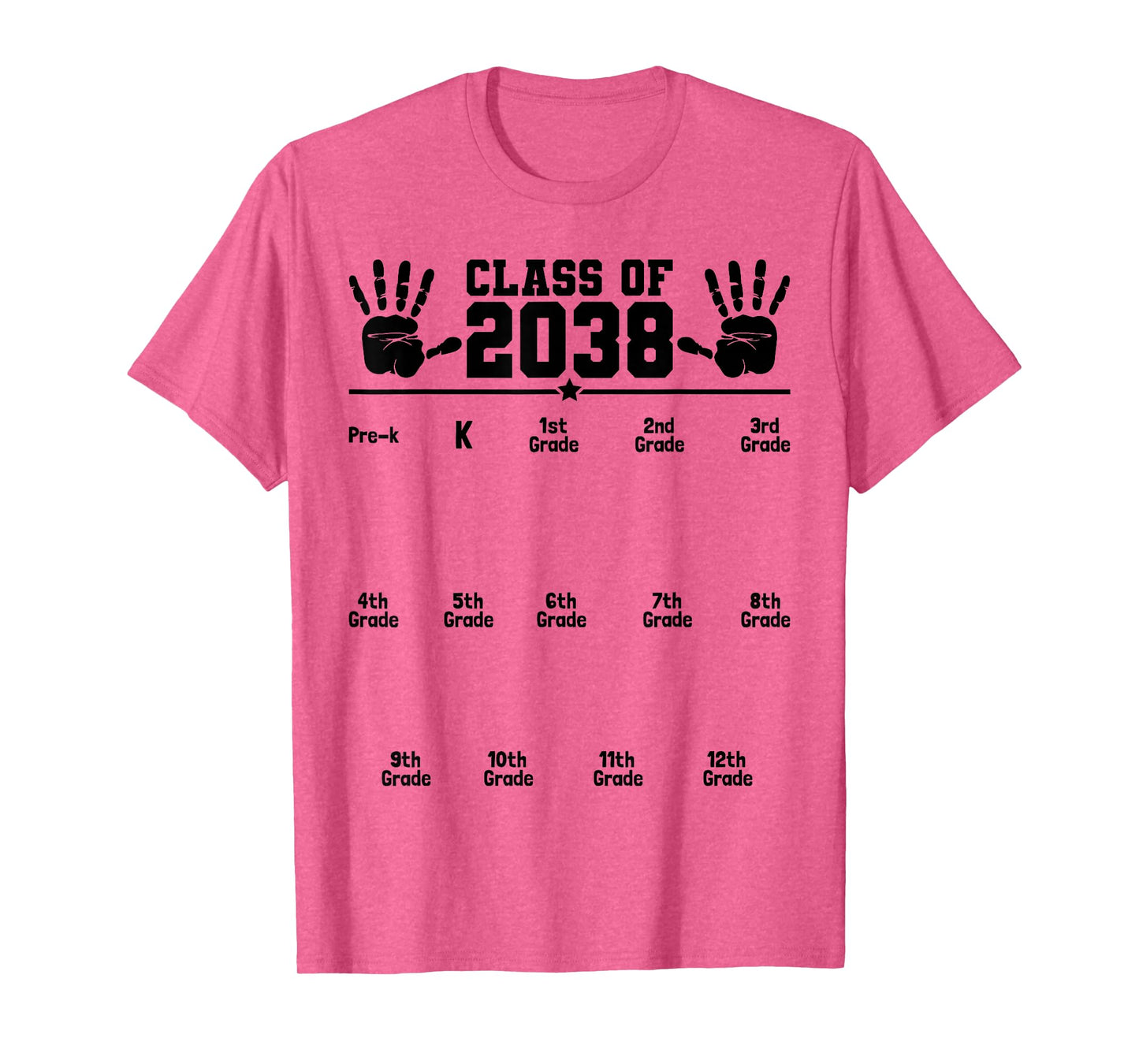Class of 2038 Grow With Me Handprint Pre-K 12th Grade T-Shirt