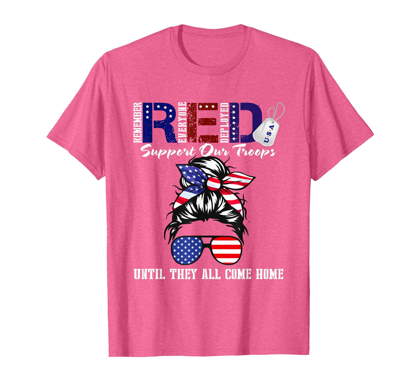On Friday We Wear Red Military Support Troops Red US Flag T-Shirt