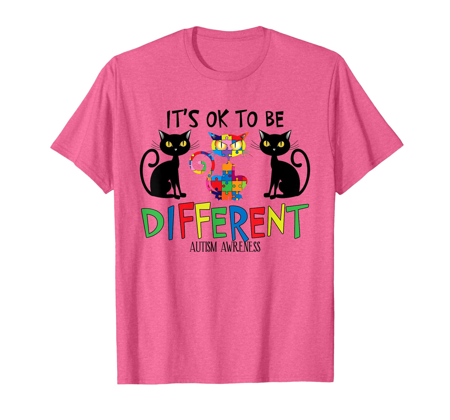 Its Ok To Be Different Cat Puzzle Cute Autism Awareness Kids T-Shirt