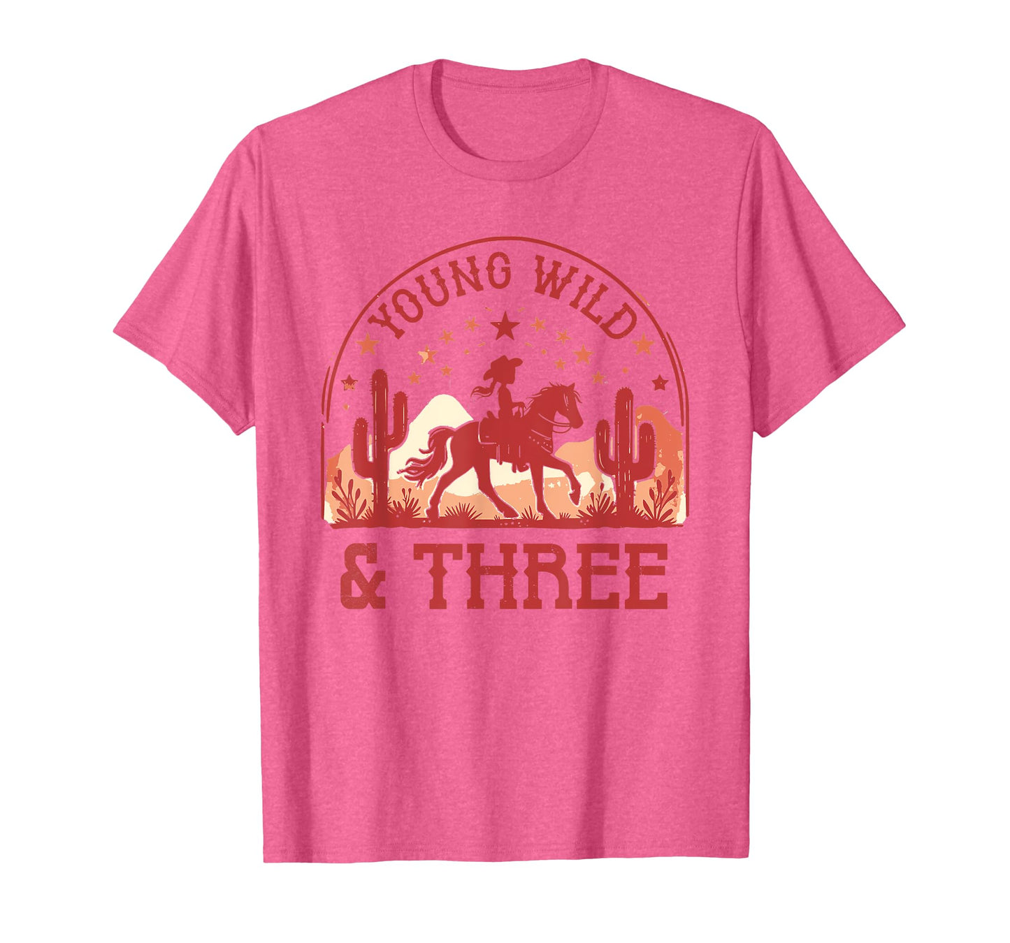 Young Wild & Three 3rd Bday Girl 3 Year Old Western Cowgirl T-Shirt