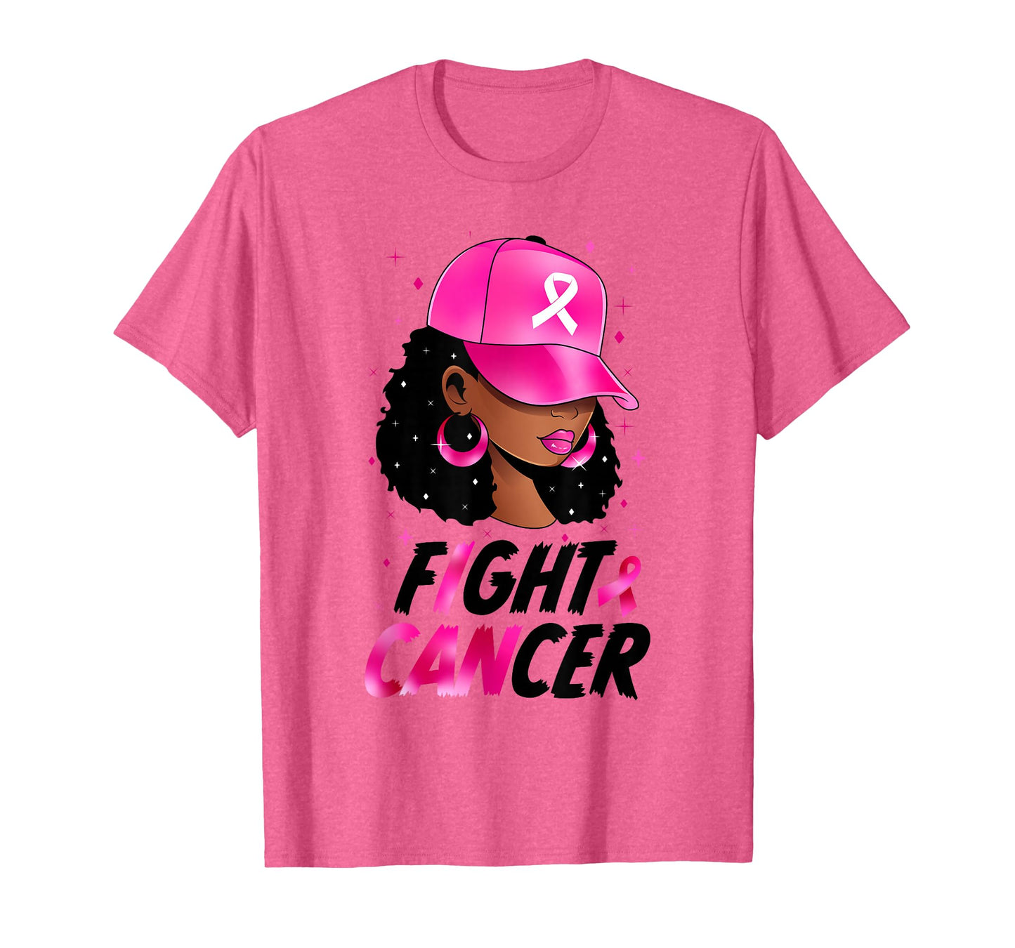 Black Girl Black Woman Breast Cancer Awareness Pink Ribbon T-Shirt