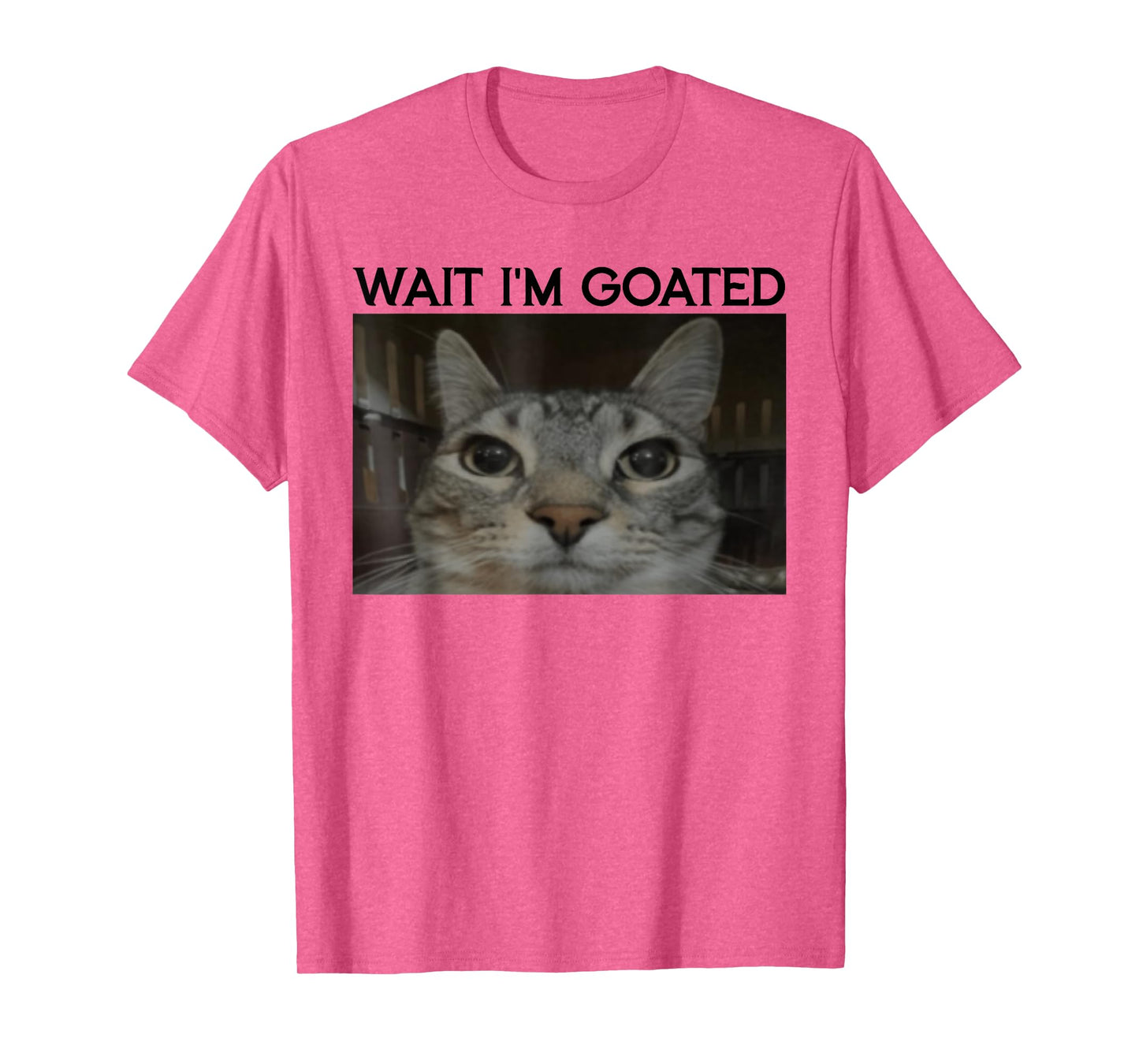 Wait I'm Goated Cat Funny Silly Cat Staring Cat Funny Meme T-Shirt
